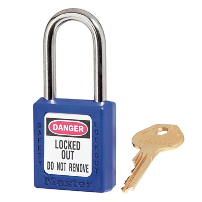 MASTER LOCK Blue Lockout Lock, 1-1/2 in Long 410BLU