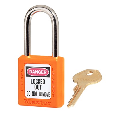 MASTER LOCK Orange Lockout Lock, 1-1/2 in Long 410ORJ