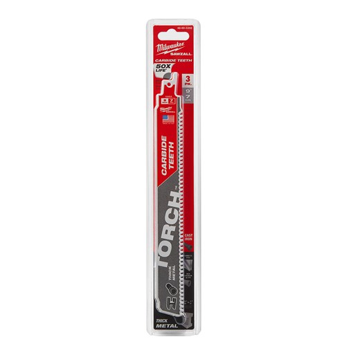 MILWAUKEE 9 in SAWZALL® TORCH™ Carbide Blade, 3 pack 48-00-5302