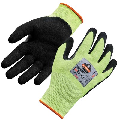 ERGODYNE ProFlex 7041 Nitrile-Coated Cut-Resistant Gloves, ANSI A4, Hi-Vis Lime, Large ER-17814