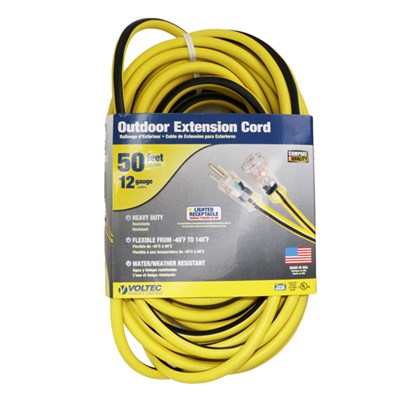 VOLTEC 3-Conductor 300V SJTW Extension Cord, 12/3 AWG, 50 ft 05-00365