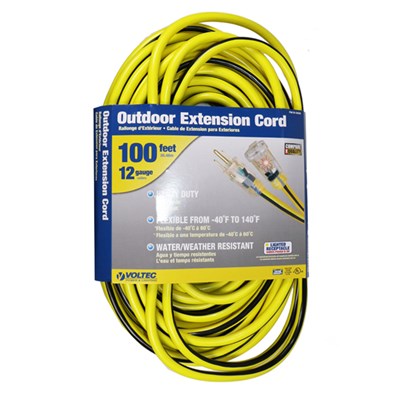 VOLTEC 3-Conductor 300V SJTW Extension Cord, 100 ft 05-00366