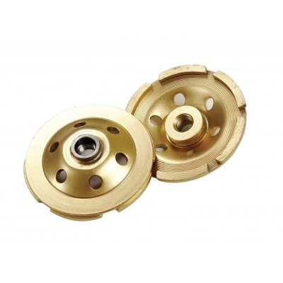 DIAMOND PRODUCTS 4 in x 5/8 in - 11 Double Row Cup Wheel, D5S Gold 07429