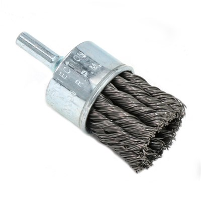 WEILER 1-1/8 in Knot Wire End Brush, .020 in Steel Fill, 10 per Box 10028