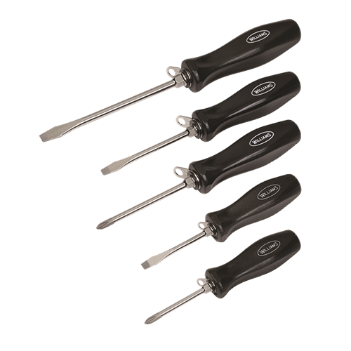 WILLIAMS 5 Piece Premium Mixed Screwdriver Set, Tether Ready 100P-5MD-TH