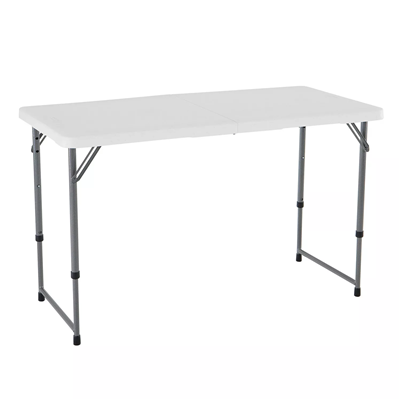 LIFETIME 4 ft Adjustable Light Commercial Grade Table, White 116950