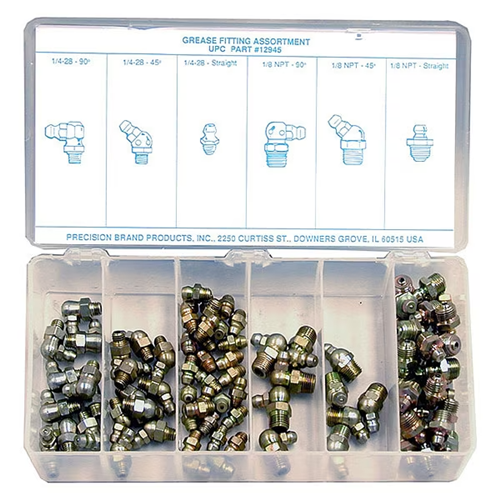 PRECISION BRANDS 90 pc Grease Fitting Assortment Kit 12945