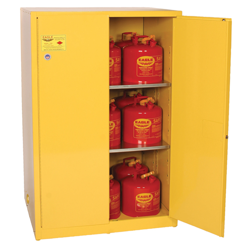 EAGLE 90 Gal Yellow Fire Cabinet, 2 Shelves, 2 Door EA-1992