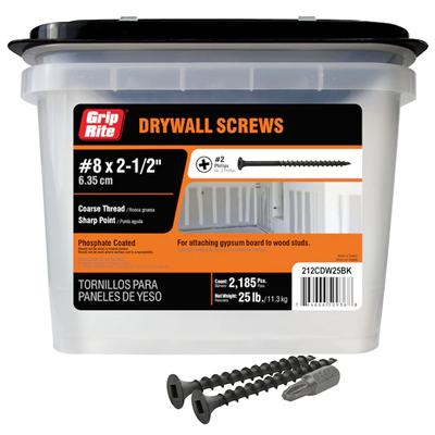 GRIP RITE 2-1/2 in Coarse Drywall Screw, 25 lb Box 212CDW25BK