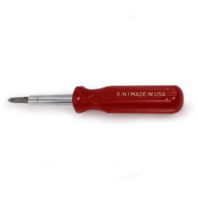 ALFA TOOLS The Professional 6-in-1 Screwdriver, Red, Phillips® #1 and #2 3/16 in and 9/32 in Slotted 2180