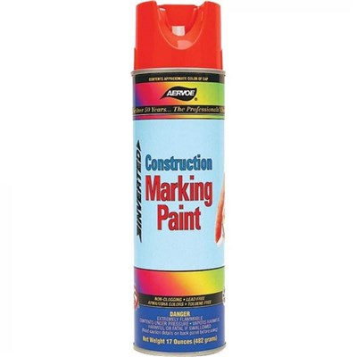 AERVOE Flourescent Orange Inverted Construction Marking Spray Paint, 20 oz 264697