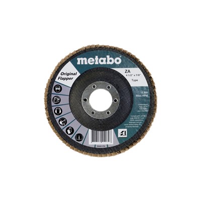 METABO 4-1/2 in x 7/8 in 60 Grit Original Flap Disc, 10 per Box 29406