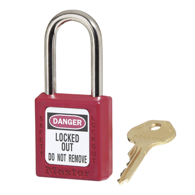 MASTER LOCK Red Lockout Lock, 1-1/2 in Long 410RED