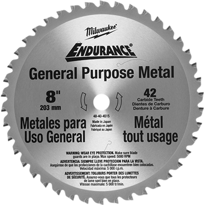 MILWAUKEE 8 in 42T Circular Saw Metal Cutting Blades 48-40-4515