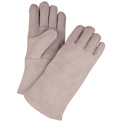 BLACK STALLION Split Cowhide Stick Glove with Cotton Liner, Gray, Large 61-2013