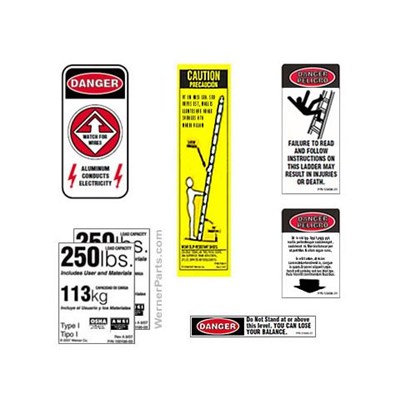 WERNER 8 ft Ladder Safety Label Sticker Kit 6408-STICKER
