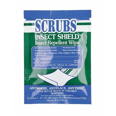 SCRUBS Insect Repellent Wipes, 100 per Case 91401DY