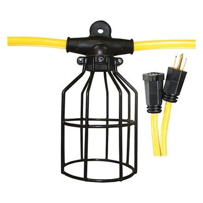 VOLTEC 12/3 String-a-Light with Metal Cage, 100 ft A9513-100-YW
