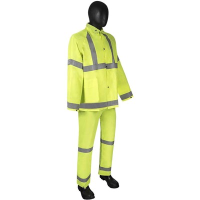 PIP Hi-Visibility Lime Green Rainsuit with 2 in Reflective Stripes, X-Large AT-HV100RS-XL