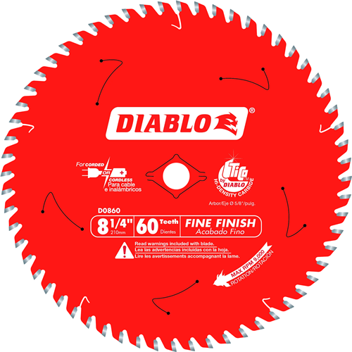 DIABLO 8-1/4 in. 60-Tooth Fine Finish Circular Saw Blade D0860X