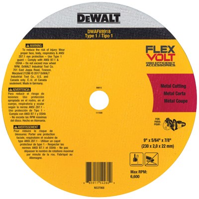 DEWALT 9 in x .081 in x 7/8 in Cut-Off Wheel DWAFV8918