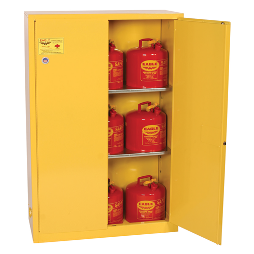 EAGLE 45 Gal Fire Cabinet, 2 Shelves, 2 Doors, Manual Close, Yellow EA-1947