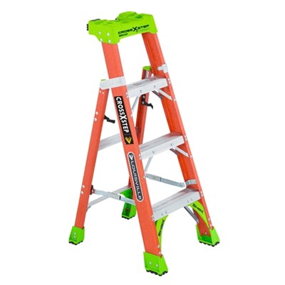 LOUISVILLE LADDER 4 ft Cross Step Fiberglass Step Ladder, 300 lb Load Capacity FXS1504