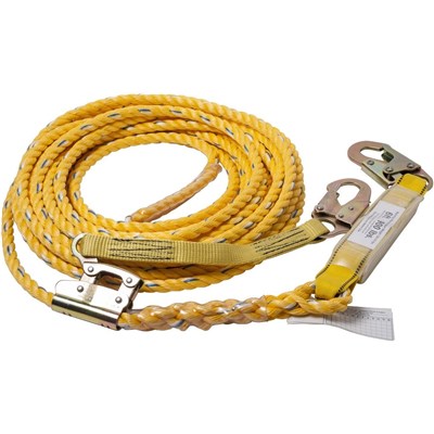 GUARDIAN 5/8 in x 50 ft Vertical Lifeline Poly Steel Rope with 2 Snap End Hooks GF-01342