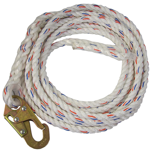GUARDIAN 25 ft Vertical Lifeline, Polydac Rope with Snap Hook GF-11329