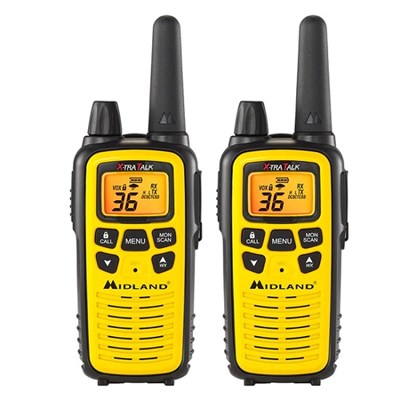 MIDLAND Two-Way Radios, Yellow, 30 Mile Range, 2 pk LXT630VP3