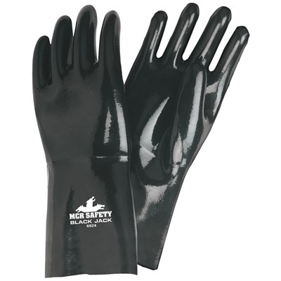 MCR SAFETY 14 in Black Jack® Series Black Neoprene Coated Work Gloves, Large, 12 per Box MEM6924