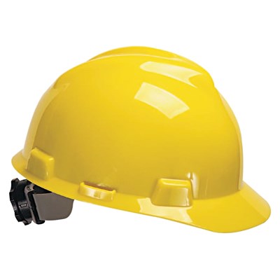 MSA SAFETY V-Gard Hard Hat, Fas-Trac Ratchet Suspension, Yellow MSA475360