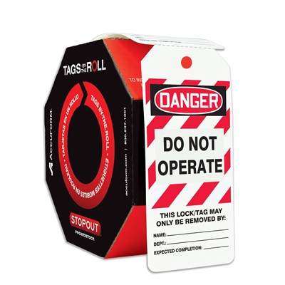ACCUFORM Lock-Out Do Not Operate Tags, 100 per Roll PK100