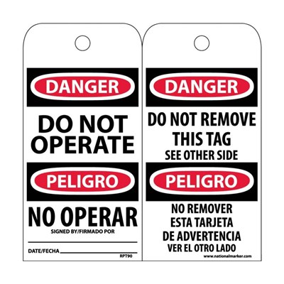 PRESCO Vinyl Danger Do Not Operate Sign, Bilingual RPT90