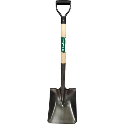UNION TOOLS Square Shovel, 28 in Short Wood D-Handle SS0235D