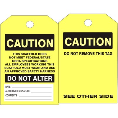 ACCUFORM Scaffold Caution Yellow Tag, 25 pk VT-713