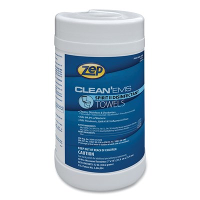 ZEP Clean 'Ems Disinfectant Towels, 40 per Canister ZEP WIPES