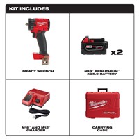 MILWAUKEE M18 FUEL™ 3/8 in Compact Impact Wrench Kit with Friction Ring, Charger and 2 Batteries 2854-22
