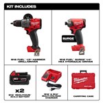 MILWAUKEE M18 FUEL™ 1/2 in Hammer Drill/Driver & SURGE™ 1/4 in Hex Hydraulic Drive Kit 3699-22